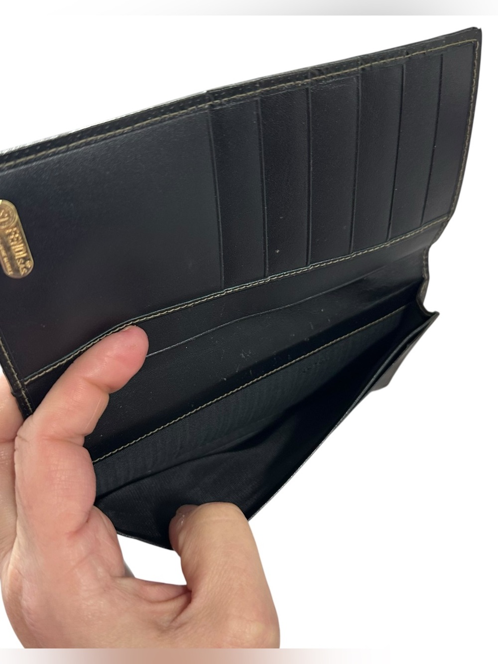 FENDI Pequin Black & Tan Leather Slim Long Bifold Wallet - Picture 8 of 13